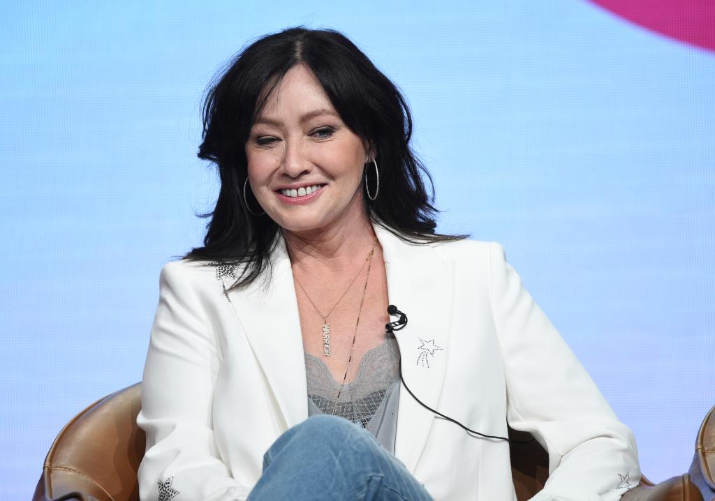 Shannen Doherty at the "BH90210" panel in 2019.