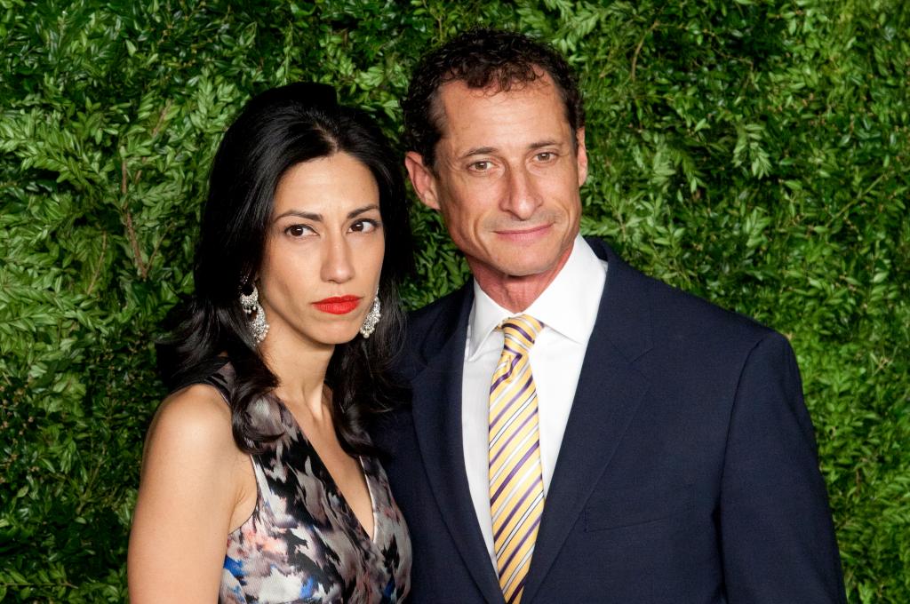 Huma Abedin pictured with ex-husband Anthony Weiner in November of 2015