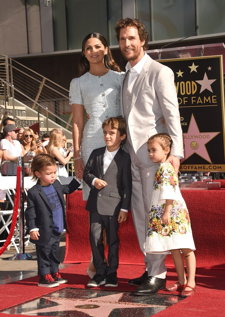 Matthew McConaughey with Camila Alves, Levi McConaughey, Livingston McConaughey and Vida McConaughey 