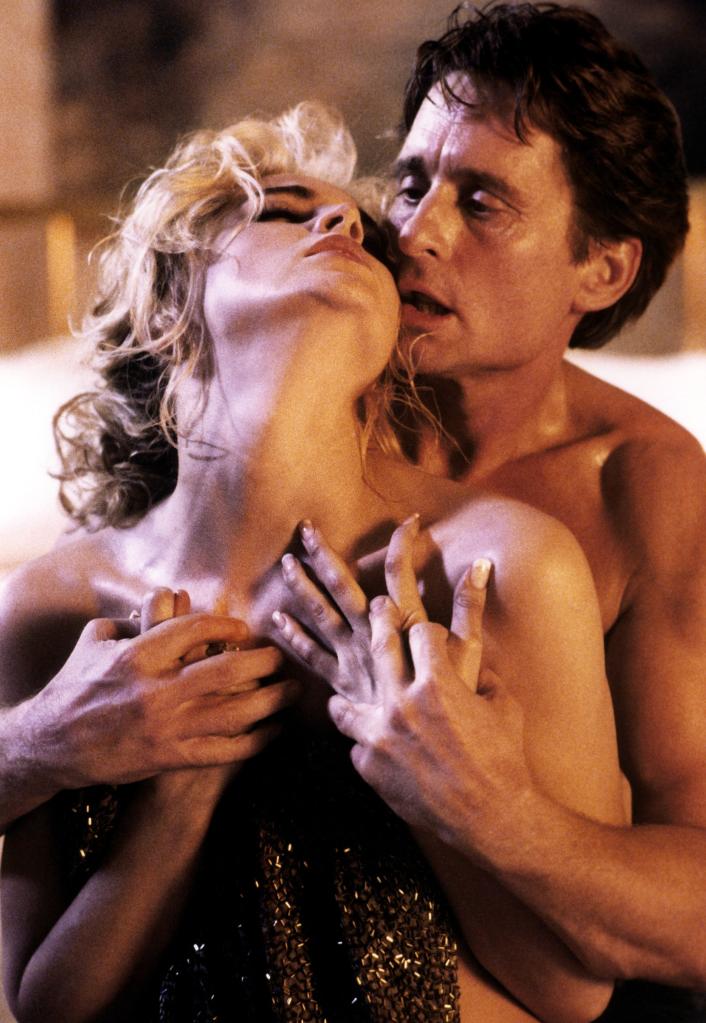 Sharon Stone, Michael Douglas acting in "Basic Instinct"