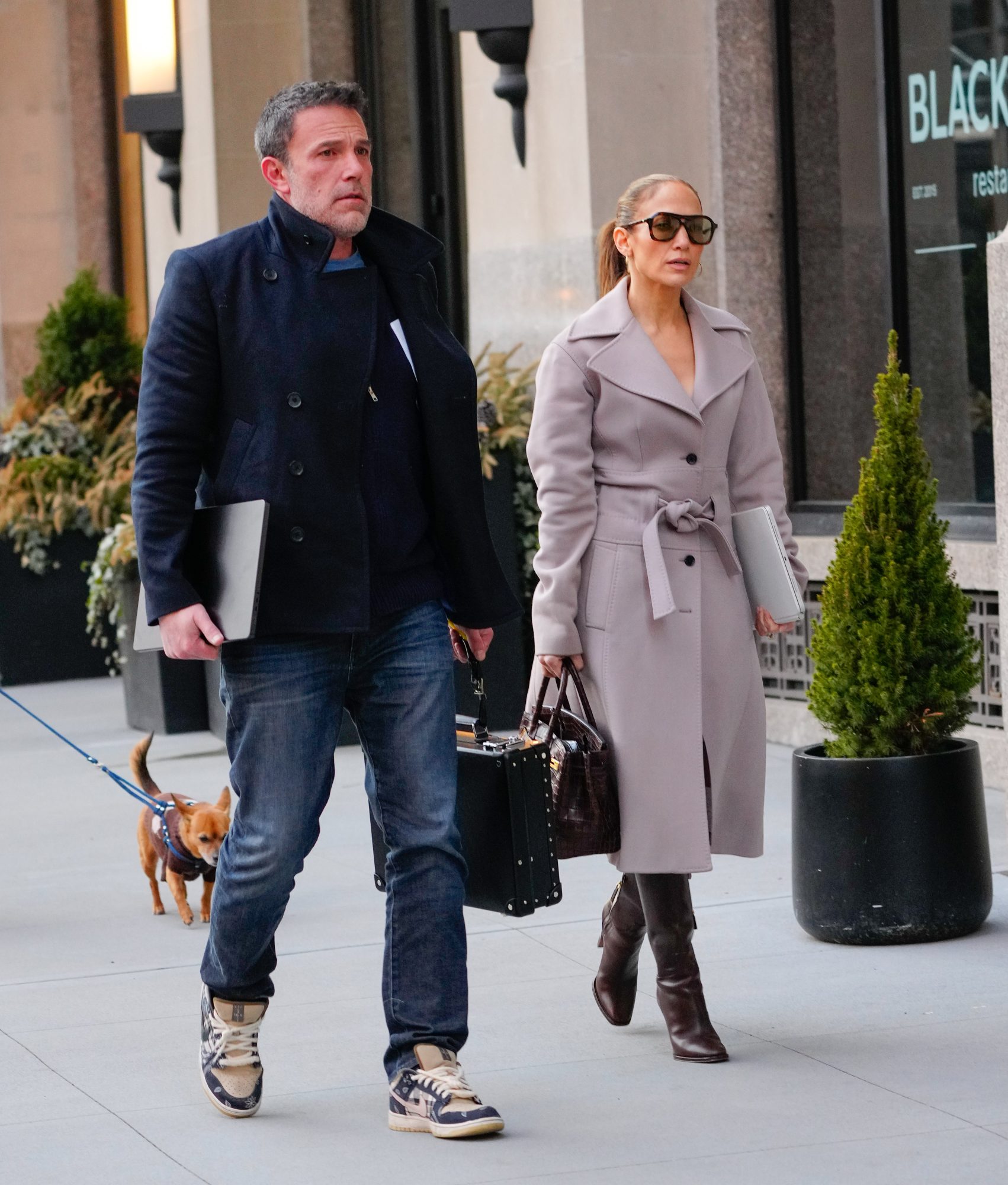 Jennifer Lopez and Ben Affleck take a walk in New York City.