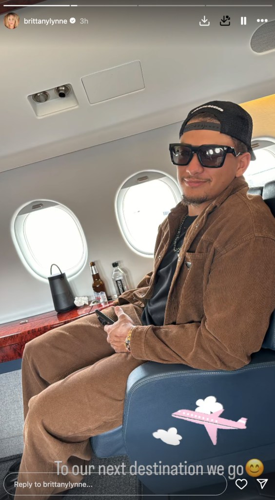 Patrick Mahomes on a plane