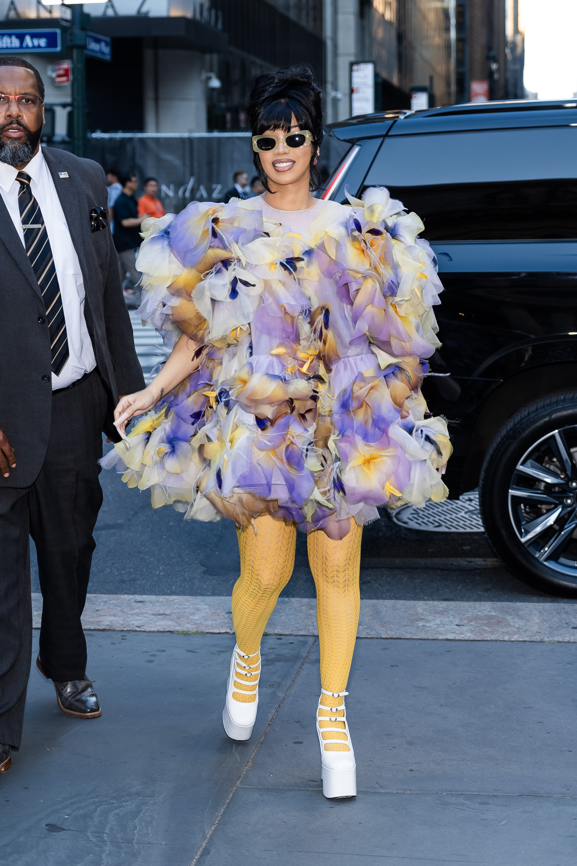 Cardi B heading to the Marc Jacobs fashion show in 2024.