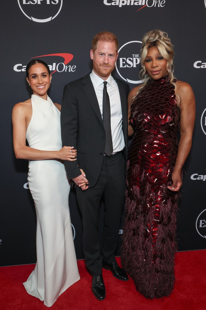 Meghan Markle, Prince Harry and Serena Williams at the 2024 ESPY Awards.