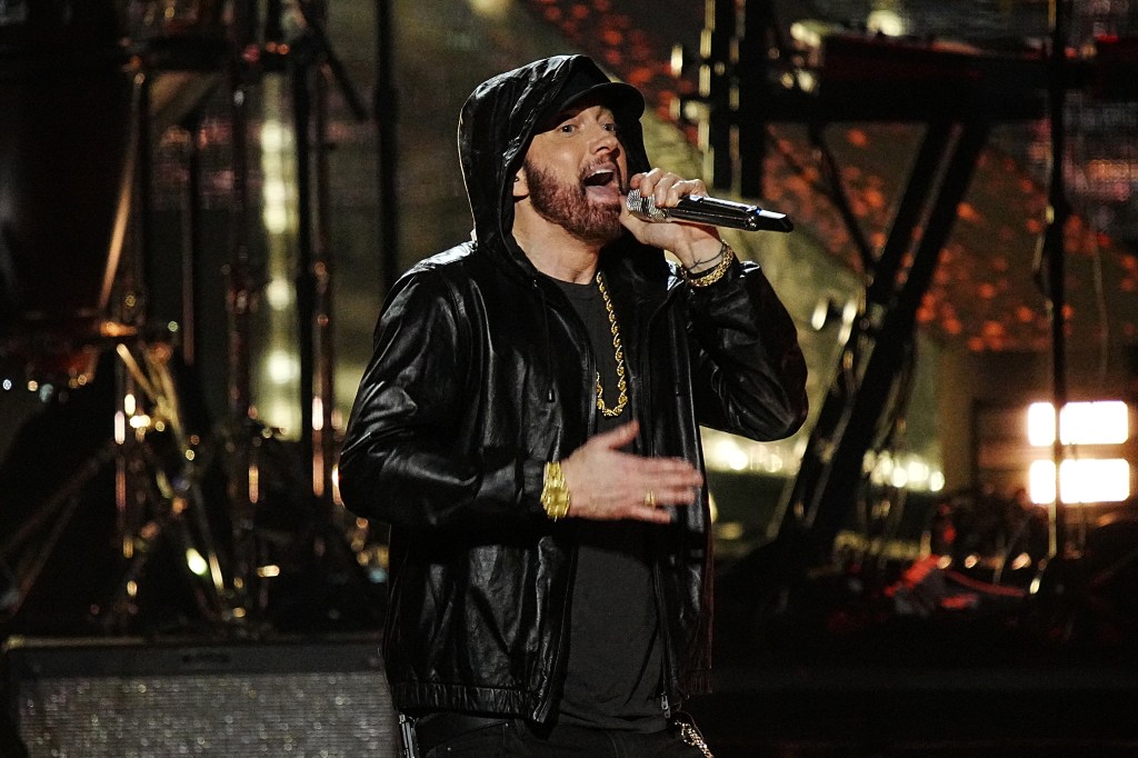 Eminem on stage. 