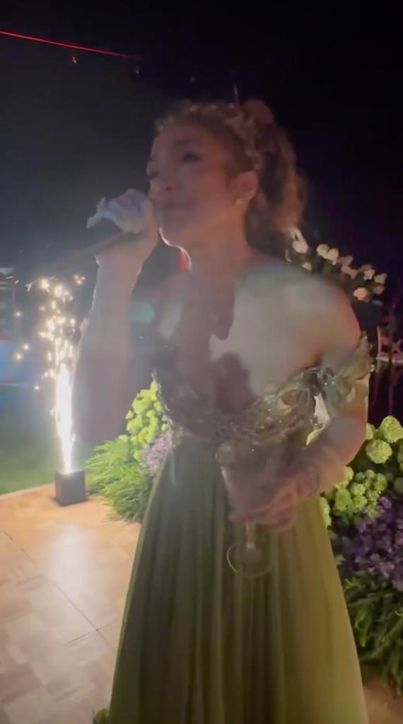 Jennifer Lopez at her "Bridgerton"-themed birthday party. 