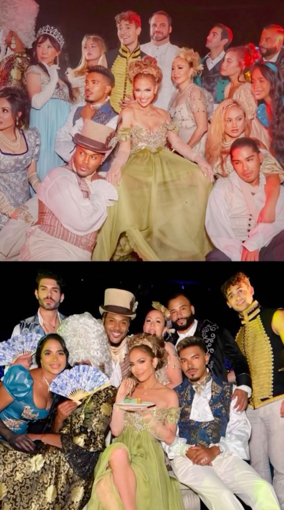 Jennifer Lopez at her "Bridgerton"-themed birthday party. 