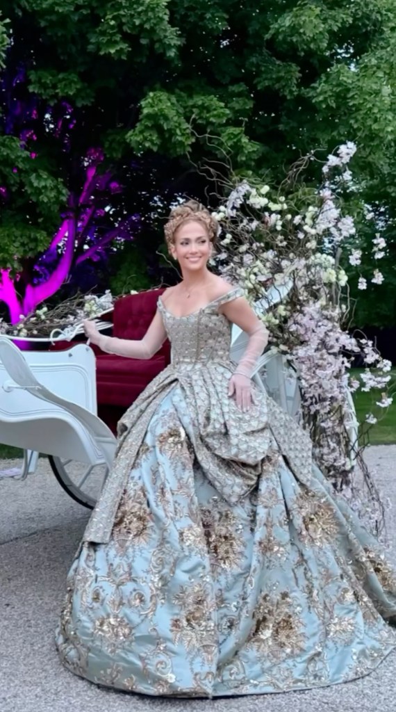 Jennifer Lopez at her "Bridgerton"-themed birthday party. 