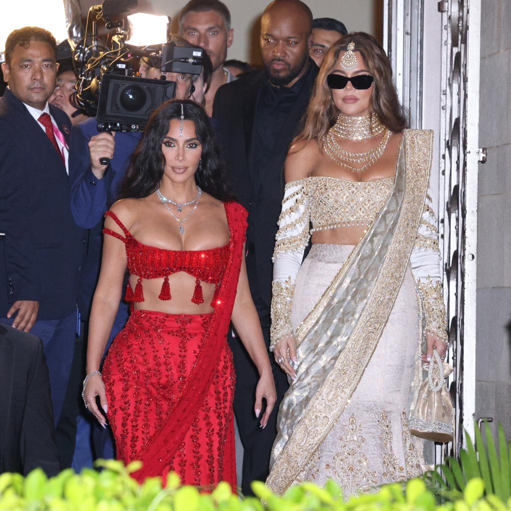 Kim Kardashian and Khloe Kardashian  at Anant Ambani's wedding.