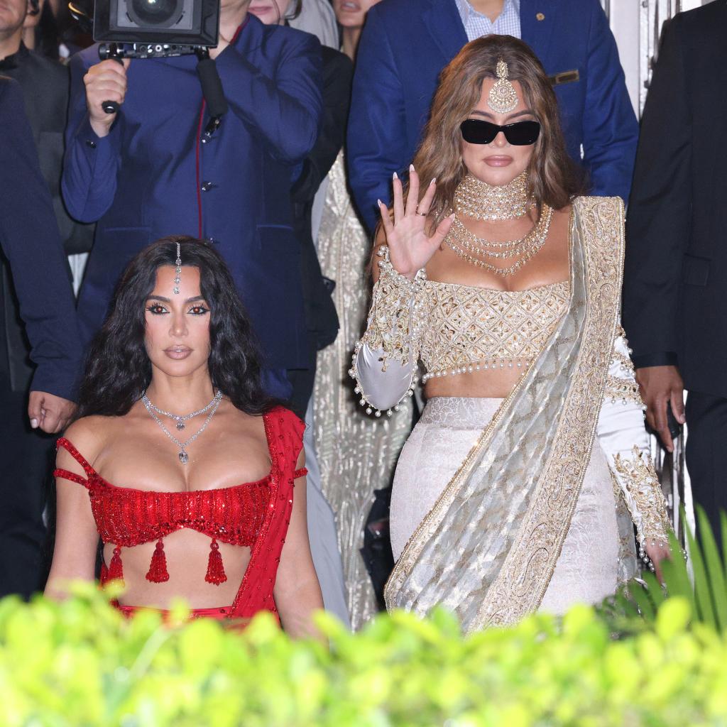 Kim Kardashian and Khloe Kardashian  at Anant Ambani's wedding.