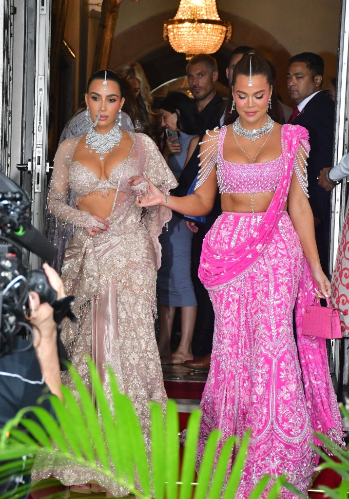 Kim Kardashian and Khloe Kardashian  at Anant Ambani's wedding.