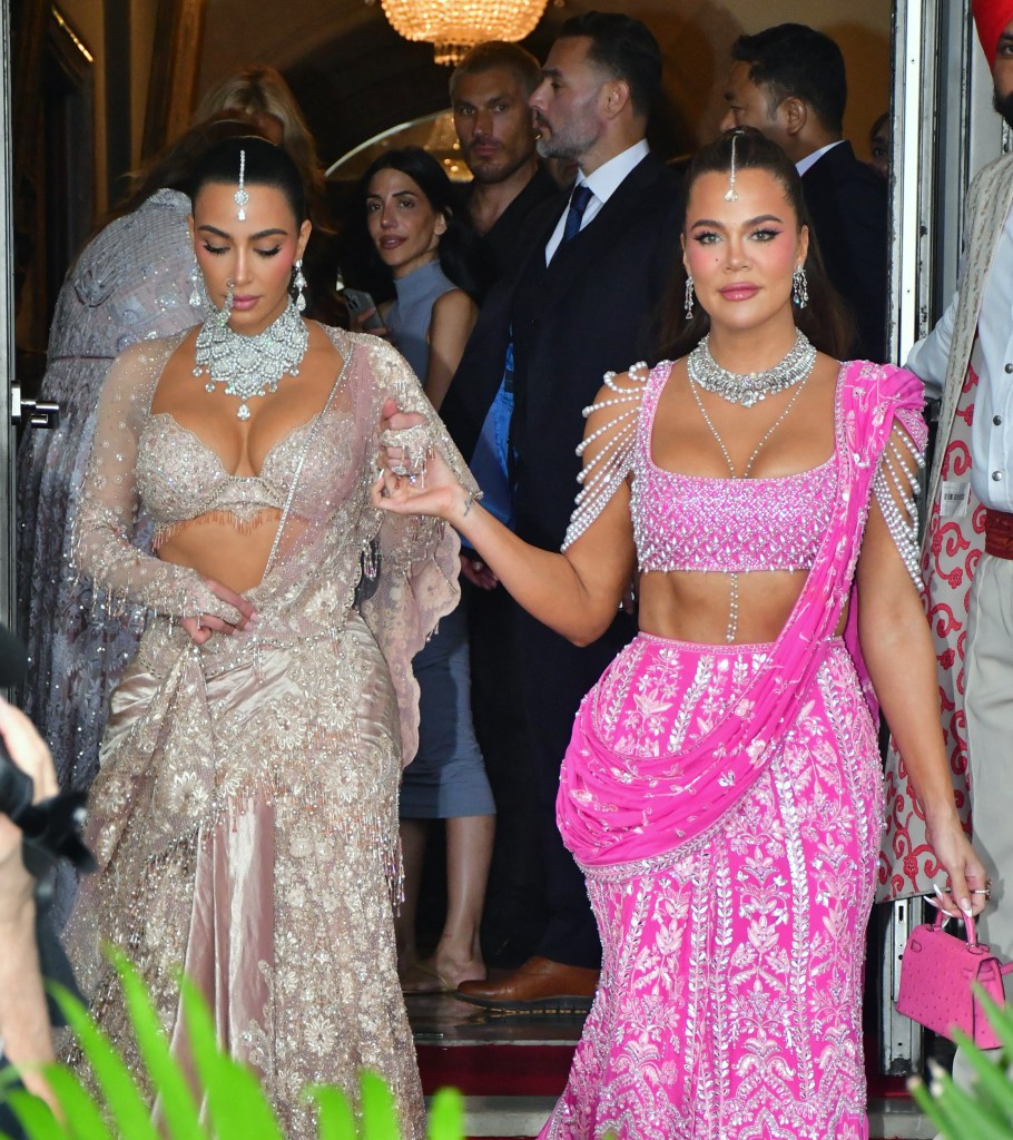 Kim Kardashian and Khloe Kardashian  at Anant Ambani's wedding.