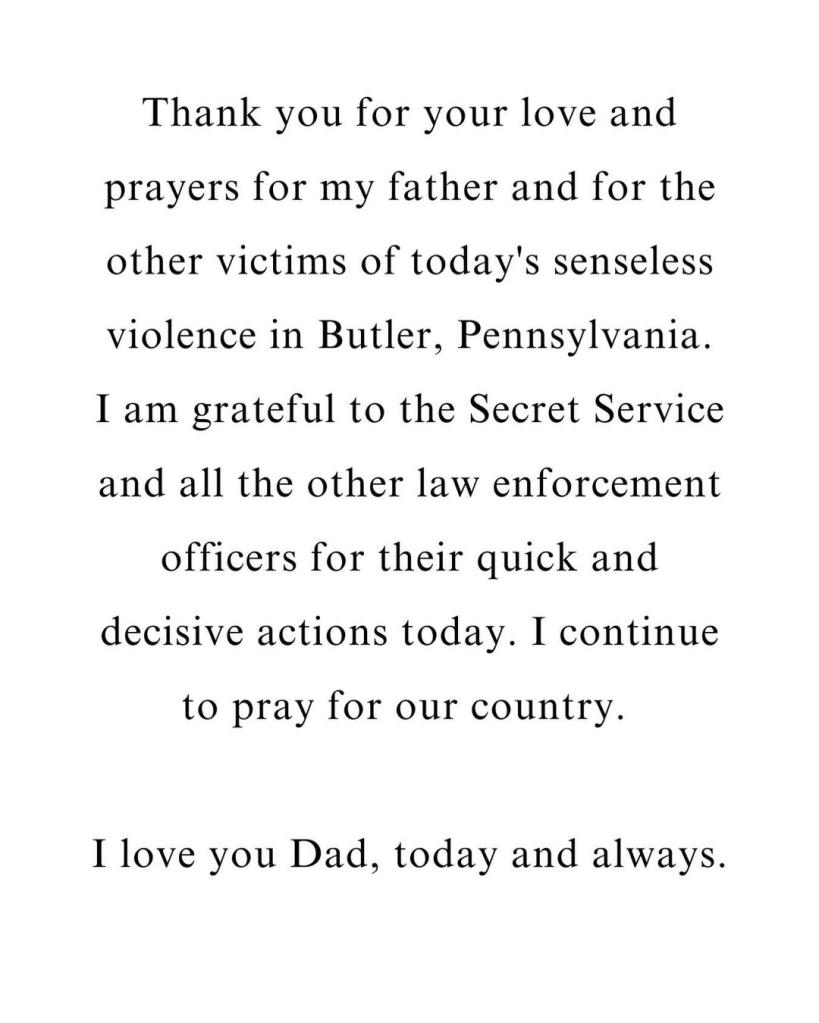 Ivanka Trump's message on Instagram