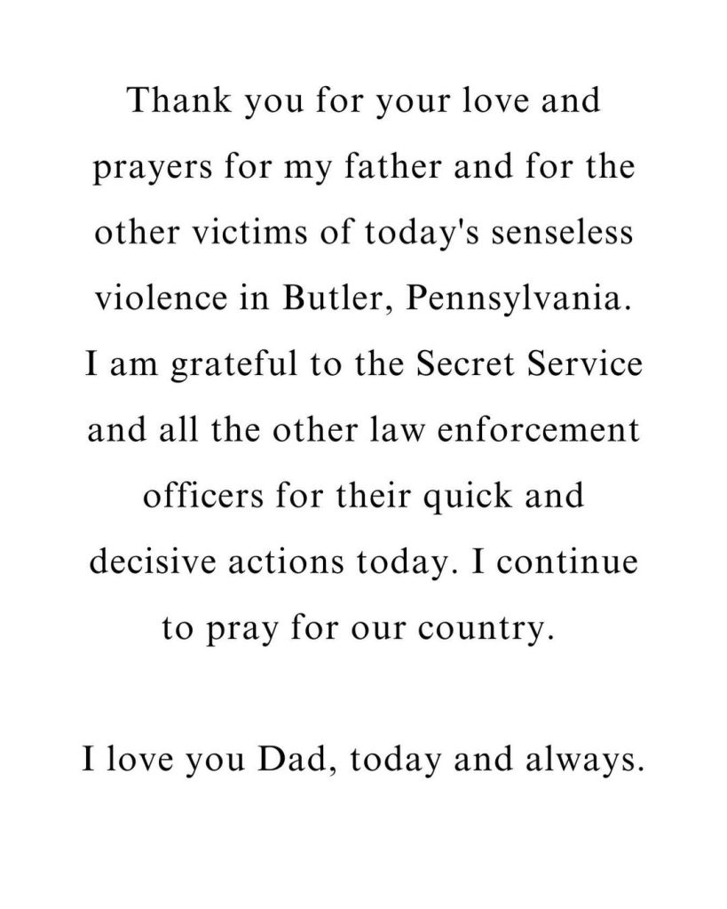 Ivanka Trump's message on Instagram