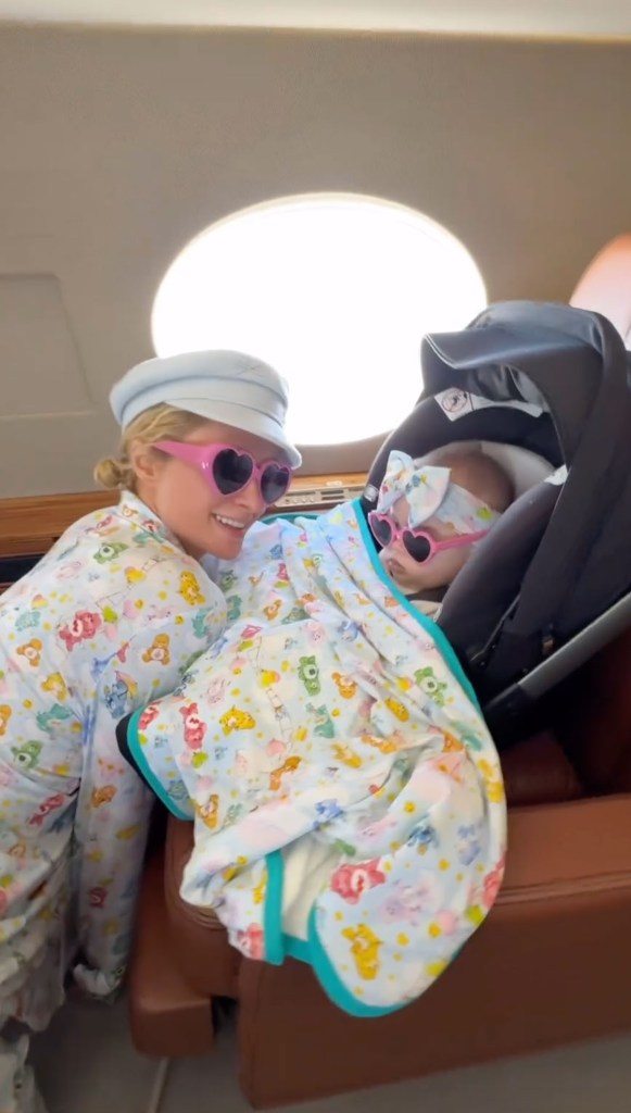 Paris Hilton and daughter London on a private jet. 