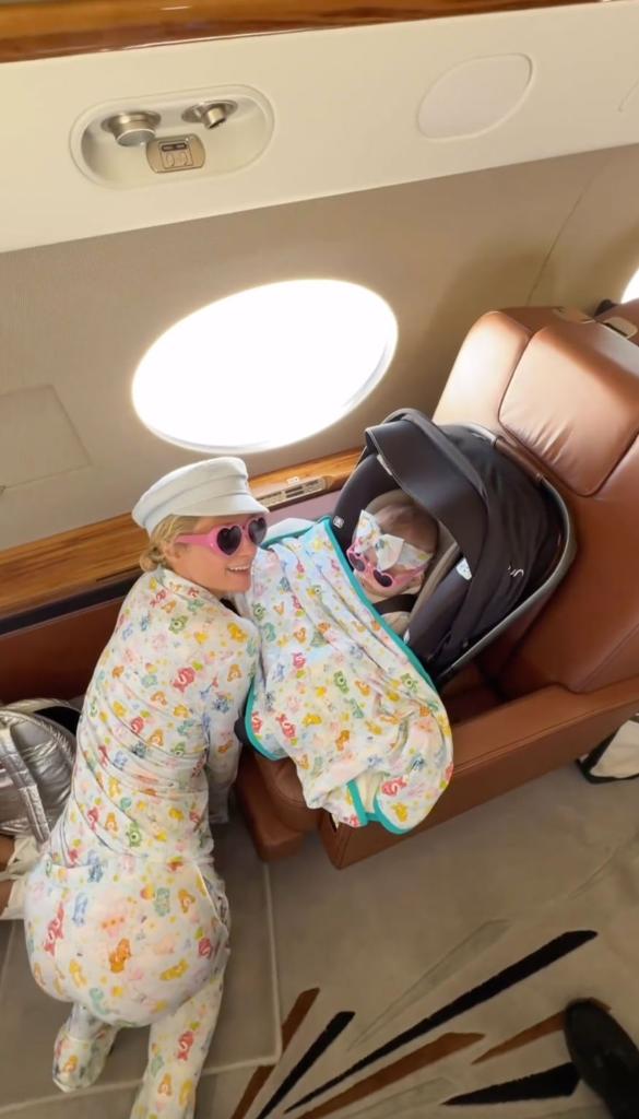 Paris Hilton and daughter London on a private jet. 