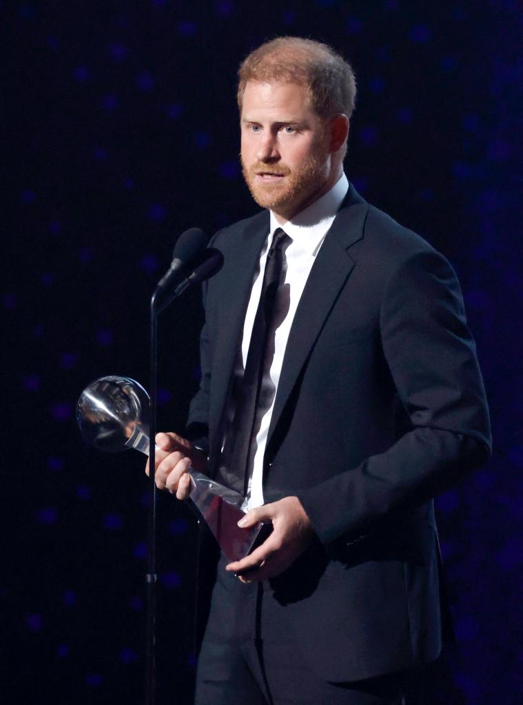 Prince Harry accepting award