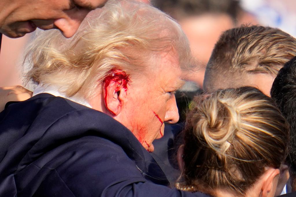 Donald Trump after being shot at