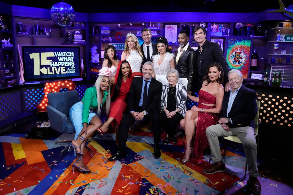 Porsha Williams, Phaedra Parks, Sonja Morgan, Luann de Lesseps, Jeff Lewis, Teresa Giudice, Jerry O'Connell at "WWHL" with Andy Cohen.