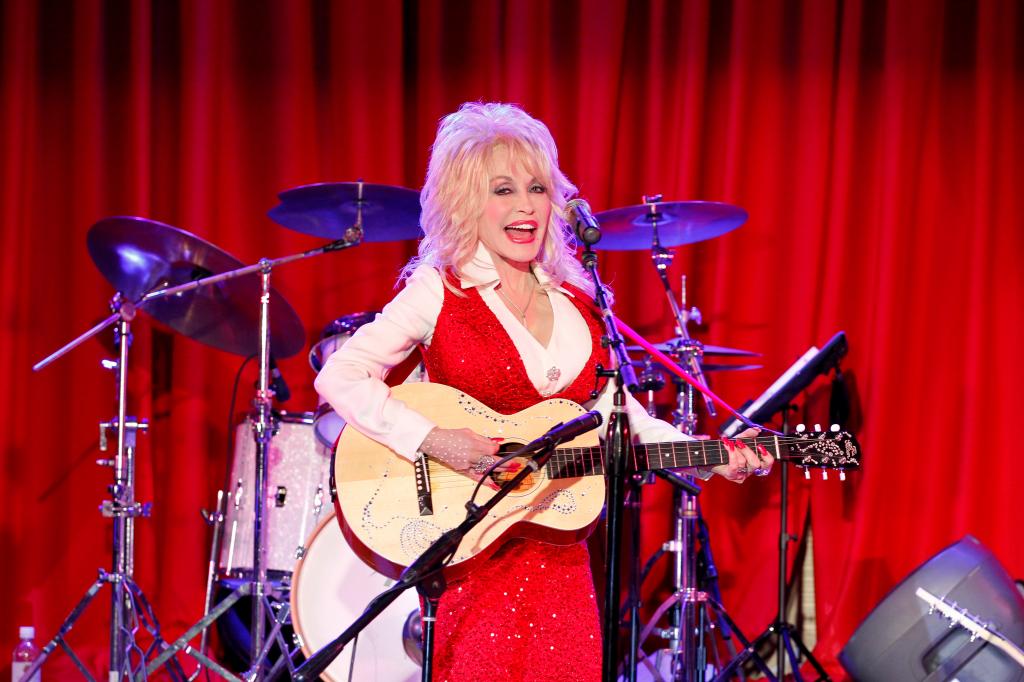 Dolly Parton performs onstage in April 2014