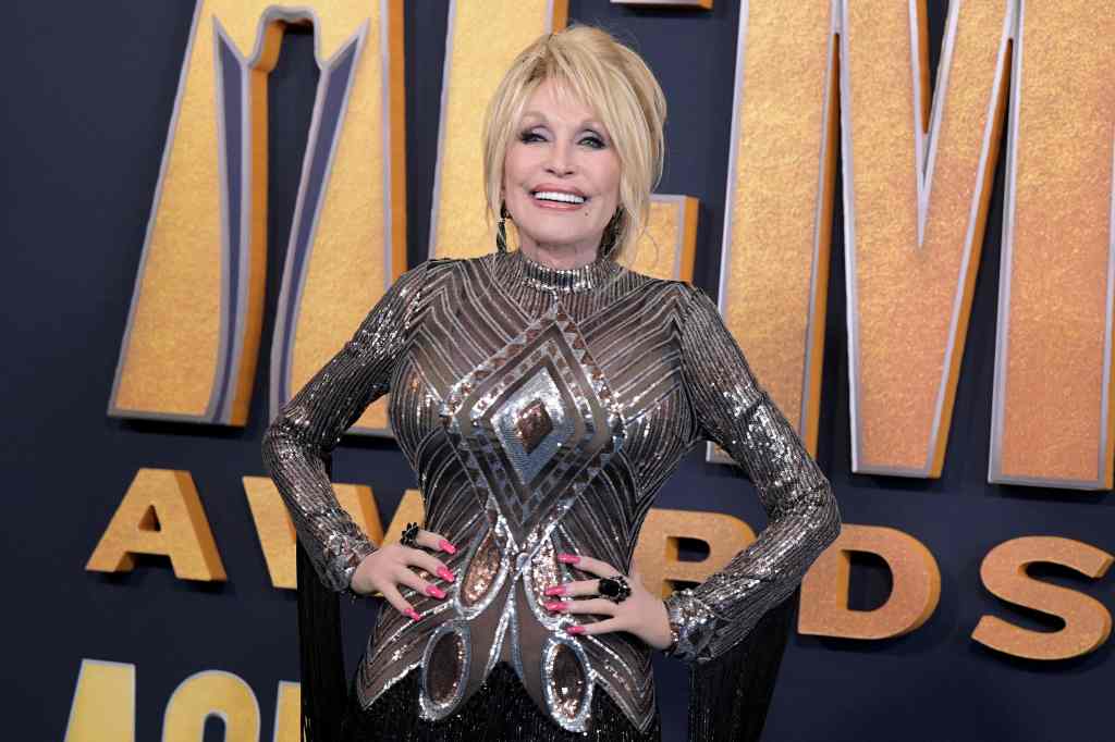 Dolly Parton arrives at the 57th Academy of Country Music Awards in March 2022