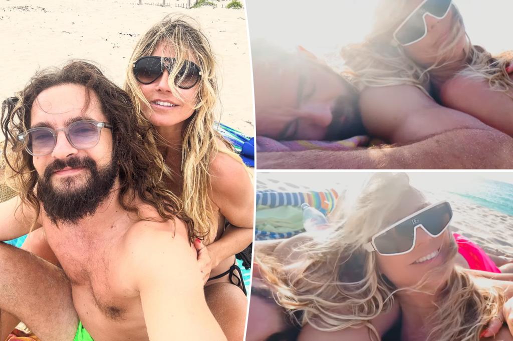 Heidi Klum ditches her bikini top as she and husband Tom Kaulitz celebrate anniversary on the beach