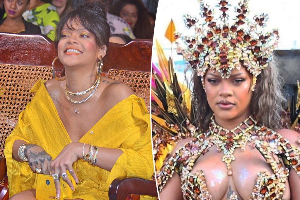 Rihanna sizzles in sheer, bedazzled costume and feathered wings at Barbados’ Crop Over Festival