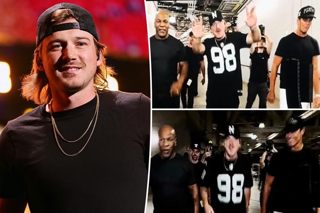 Tom Brady and Mike Tyson walk out Morgan Wallen at his Las Vegas concert a week after Travis Kelce joins singer