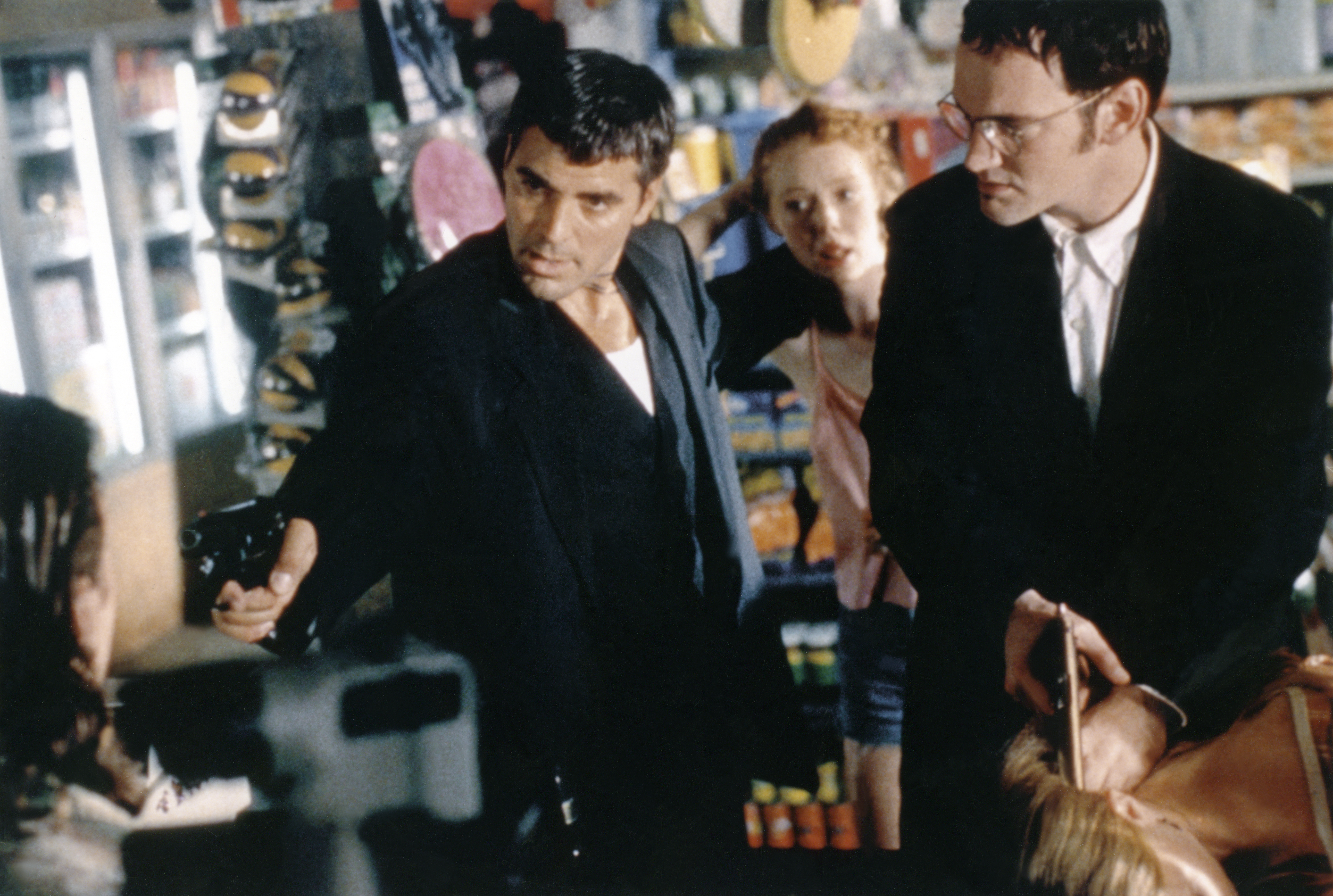 Quentin Tarantino and George Clooney filming "From Dusk Till Dawn."