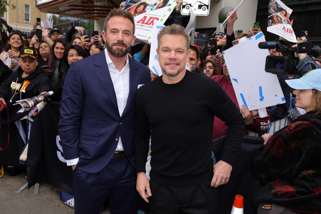 Ben Affleck and Matt Damon attend the "AIR" world premiere during the 2023 SXSW Conference and Festivals at The Paramount Theater on March 18, 2023 in Austin, Texas.