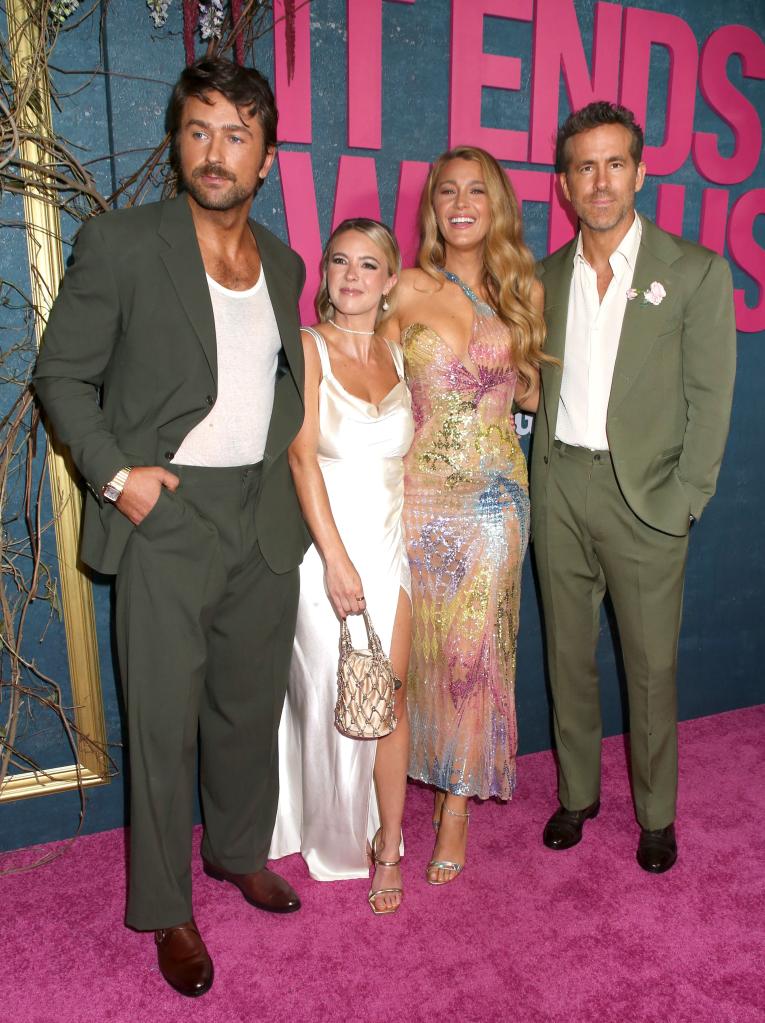 Brandon Sklenar, Courtney Salviolo, Blake Lively and Ryan Reynolds.