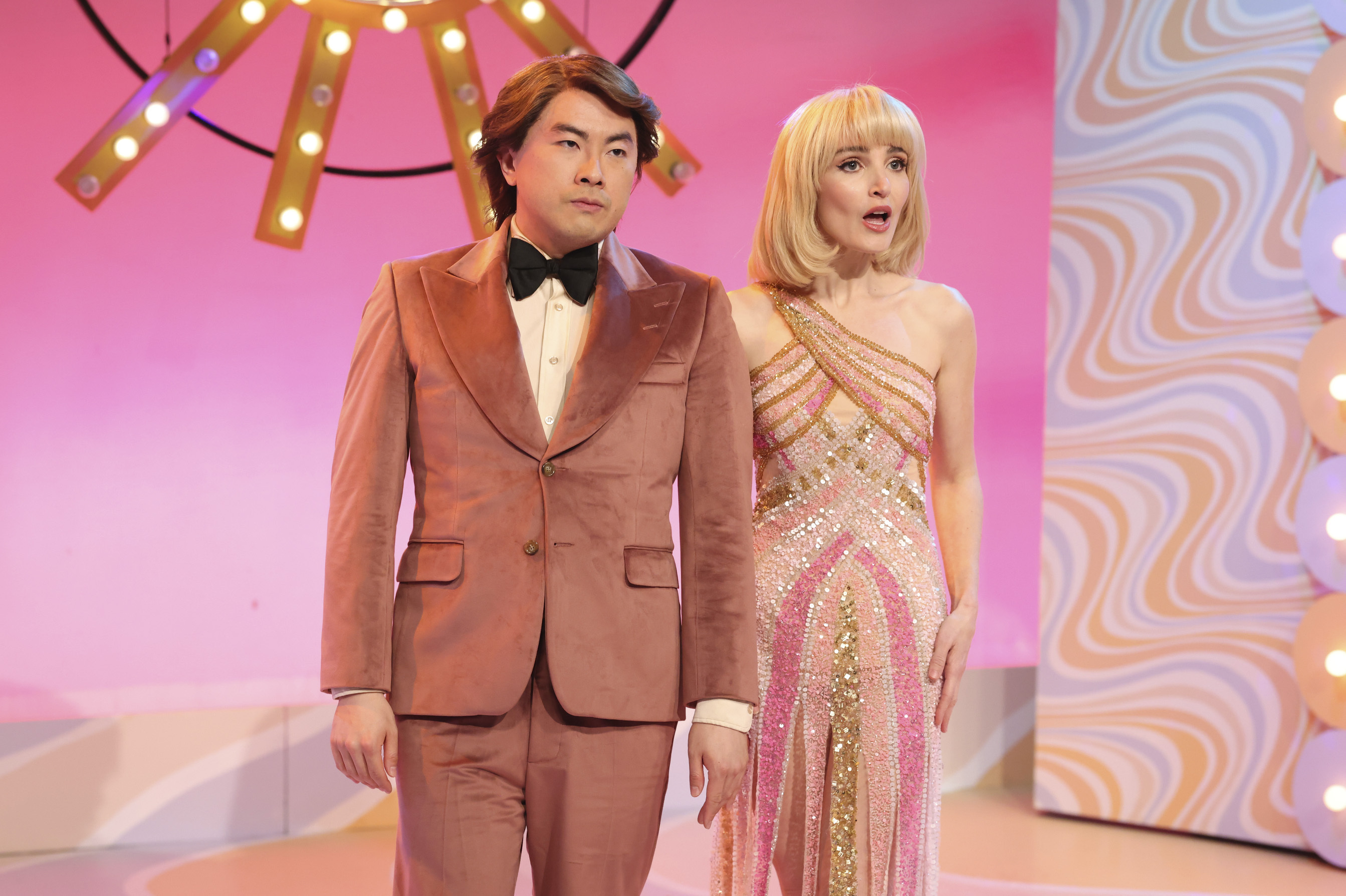 Bowen Yang and Chloe Fineman on "SNL" in April 2024.