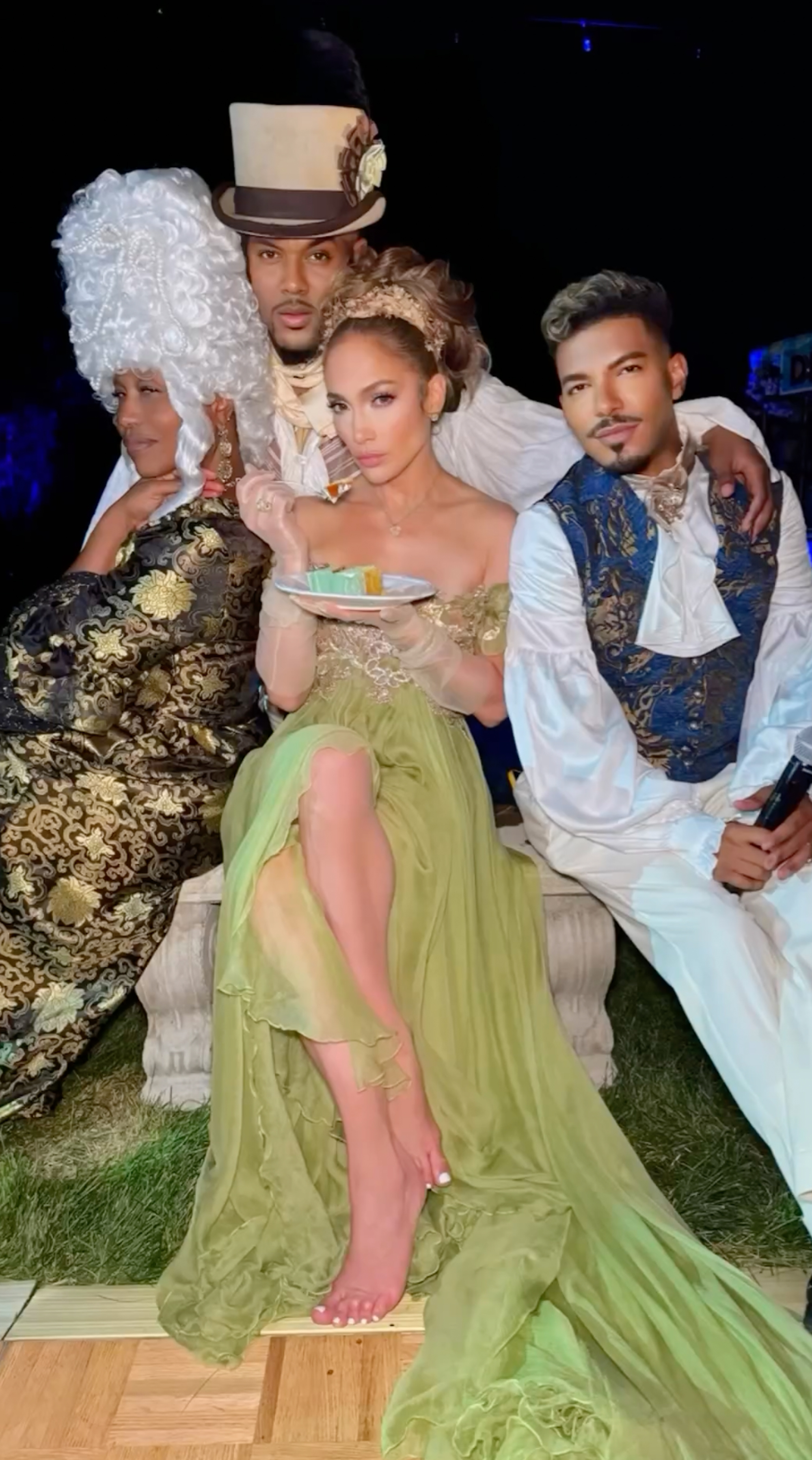 Jennifer Lopez at her "Bridgerton"-themed party.