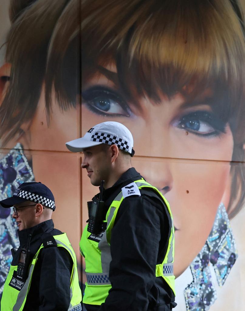 Police outside Taylor Swift's concert.