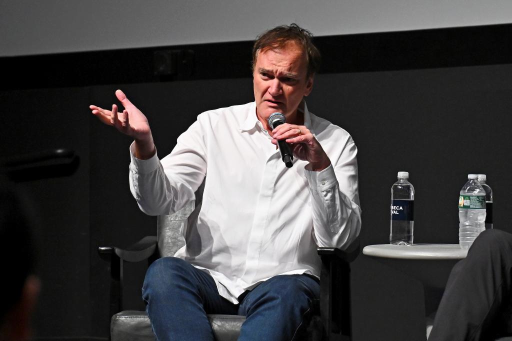 Quentin Tarantino speaking at the "Jackie Brown" screening during the 2024 Tribeca Festival.