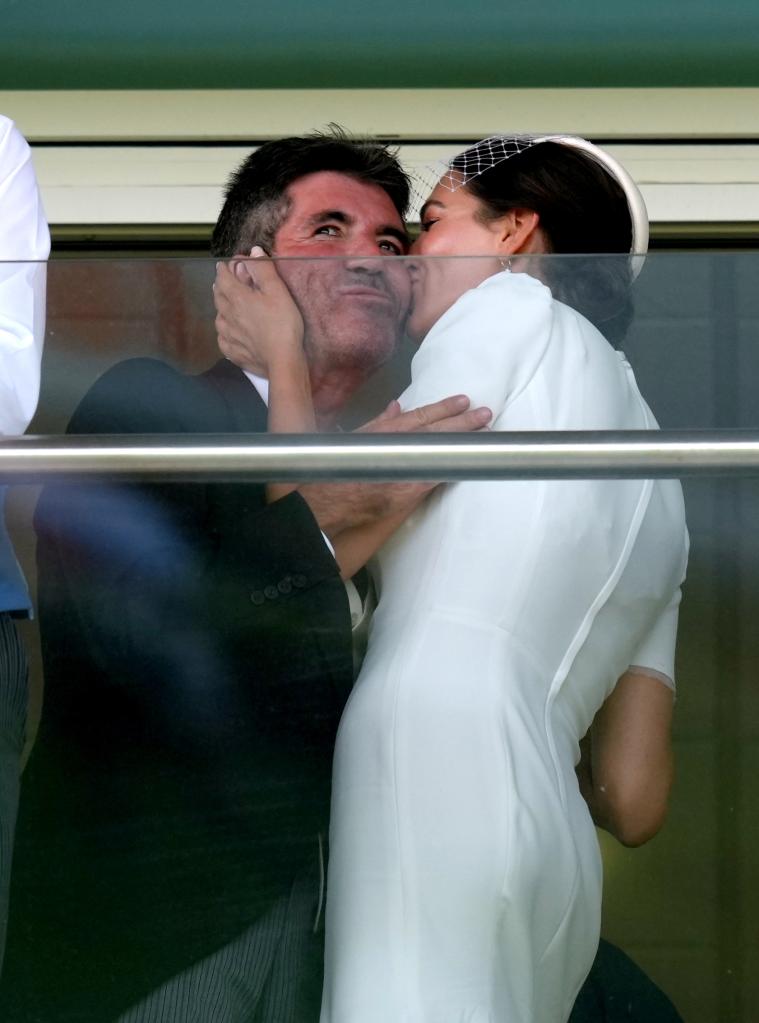 Simon Cowell and Lauren Silverman during day two of the Cazoo Derby Festival at Epsom Racecourse on June 5, 2021 in Epsom, England.