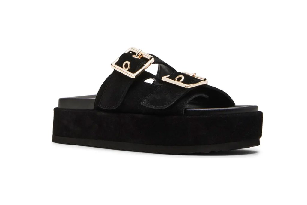 black suede sandals