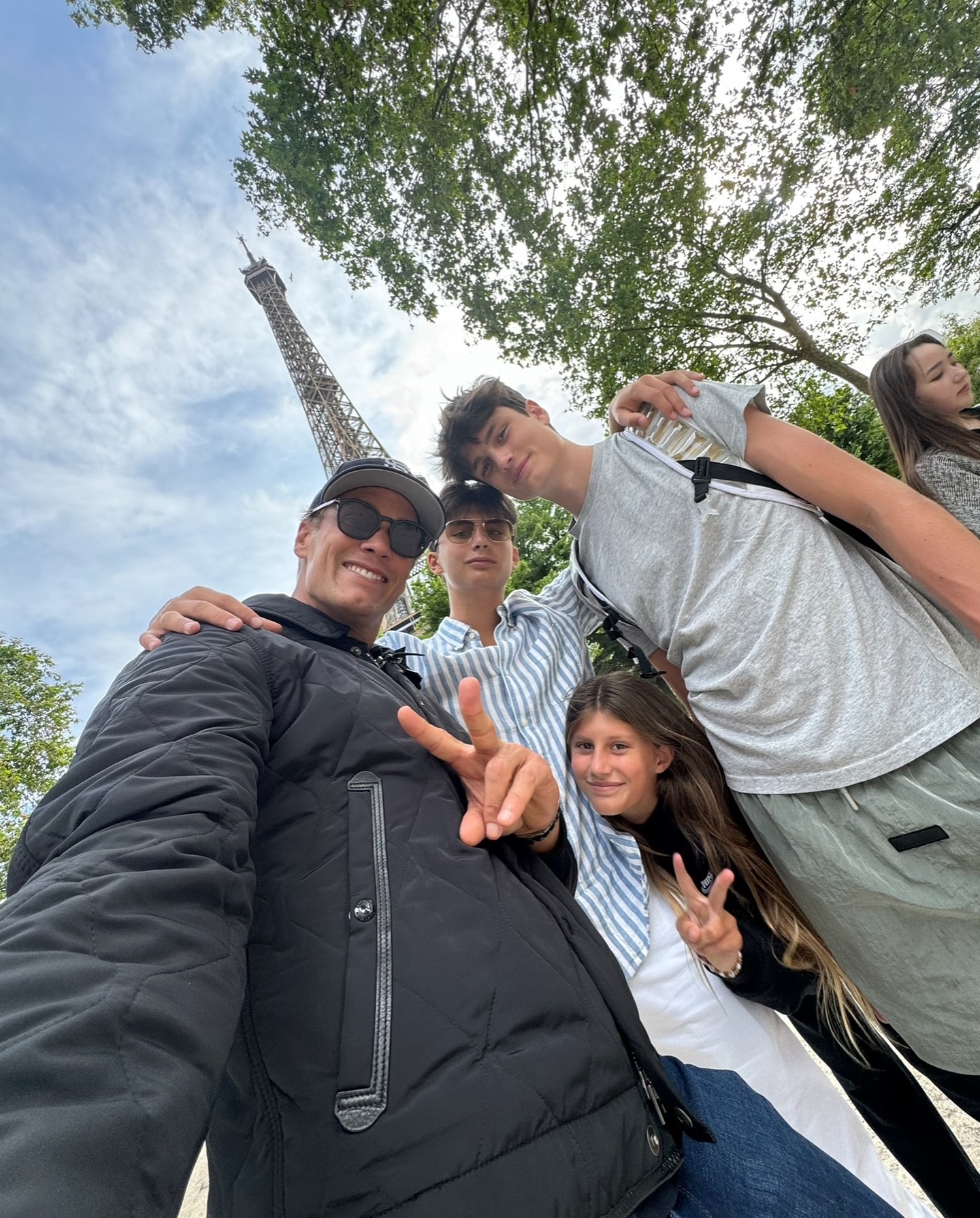 Tom Brady at the Eiffel Tower with his kids