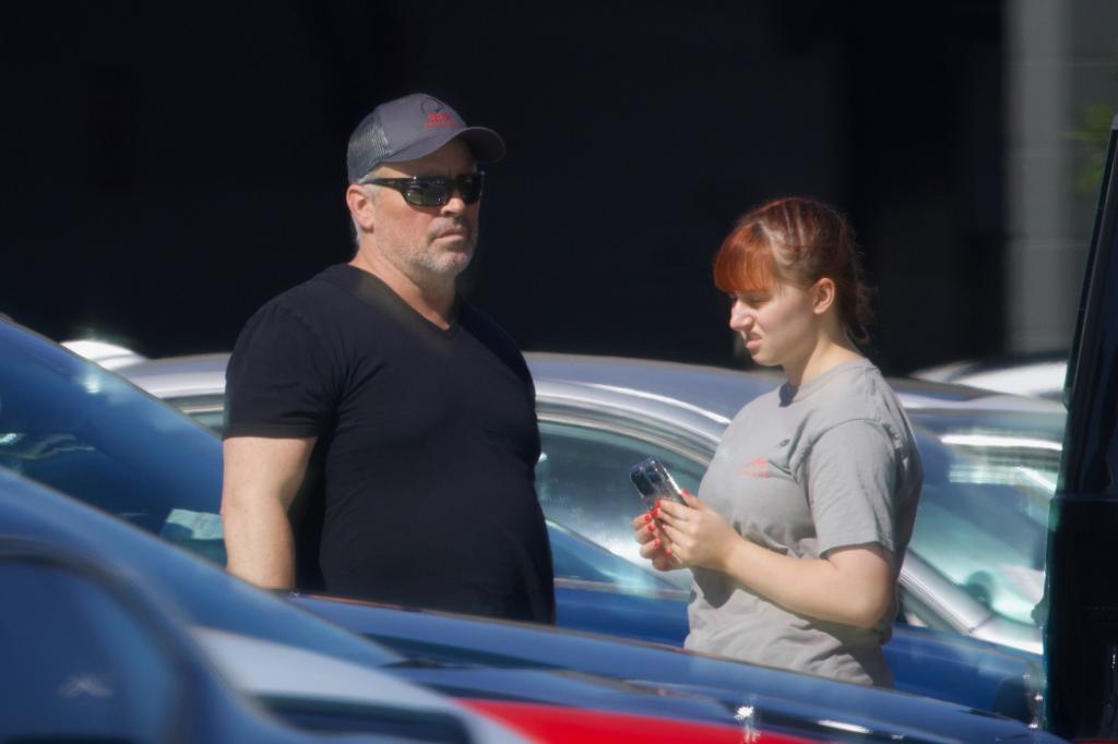 Matt LeBlanc walks outside a  Van Nuys, Calif. car showroom