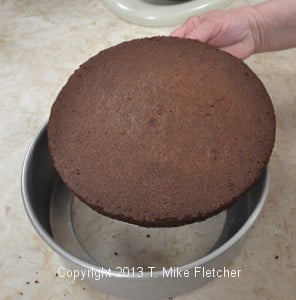 Reine, halfway in pan, Chocolate Strawberry Mousse Torte