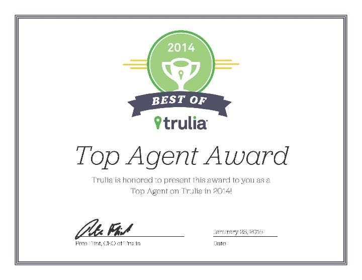 Marie Dinsmore Receives Highest Trulia Honor for 2014