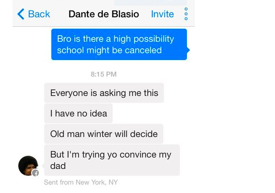 Dante de Blasio Doesn't Know if School's Cancelled