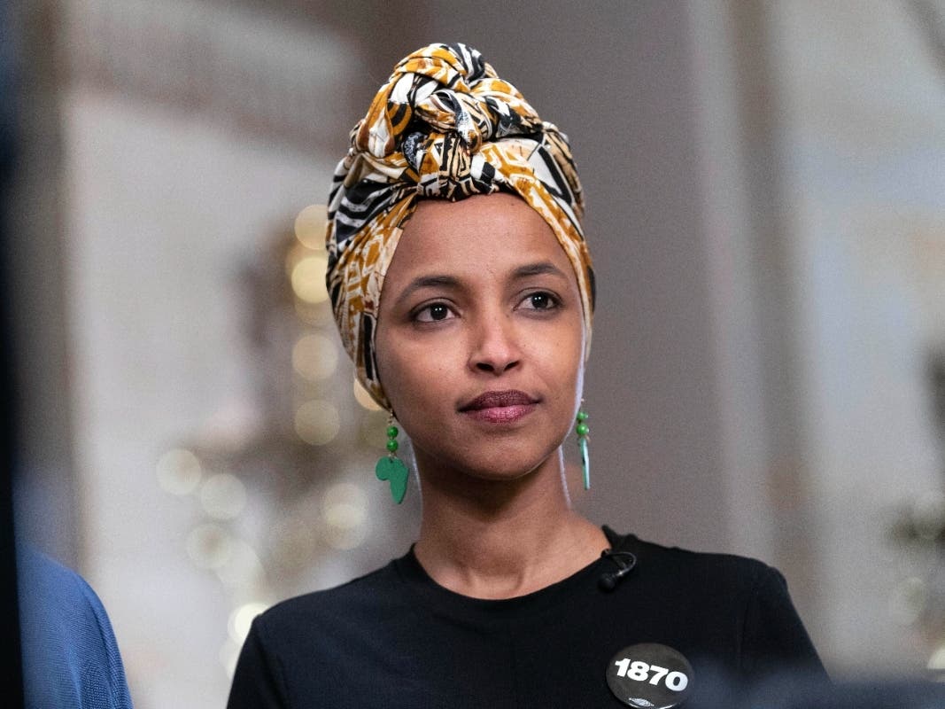 Rep. Ilhan Omar, D-Minn., speaks during an interview before President Joe Biden's State of the Union address to a joint session of Congress at the Capitol, Tuesday, Feb. 7, 2023.