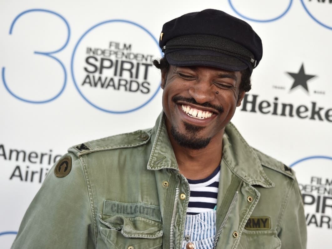 Andre 3000 arrives at the 30th Film Independent Spirit Awards on Saturday, Feb. 21, 2015, in Santa Monica, Calif.