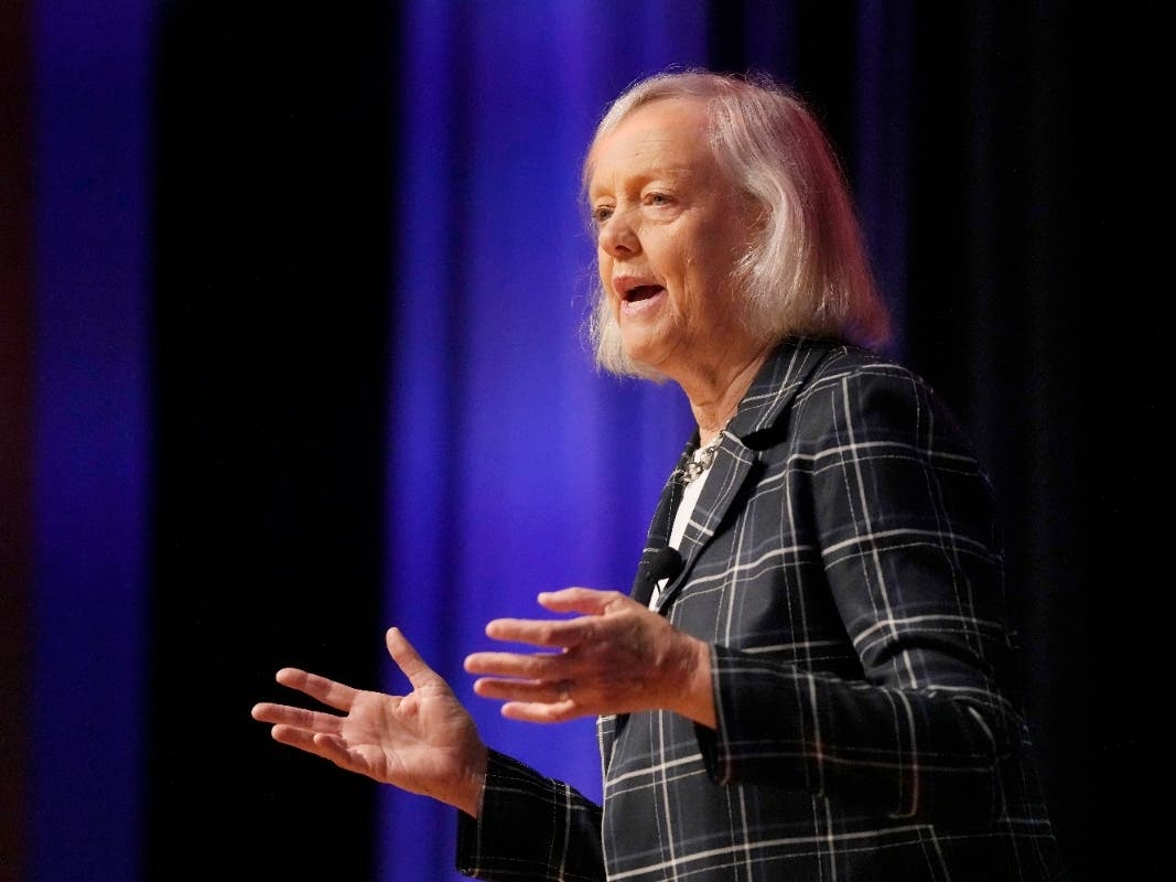 File - U.S. ambassador to Kenya Meg Whitman speaks at an event in San Francisco, Sept. 15, 2023. An $11 billion deal that blew up into a debacle for Hewlett Packard more than a decade ago, when Whitman was CEO of the company, was resurrected Monday.