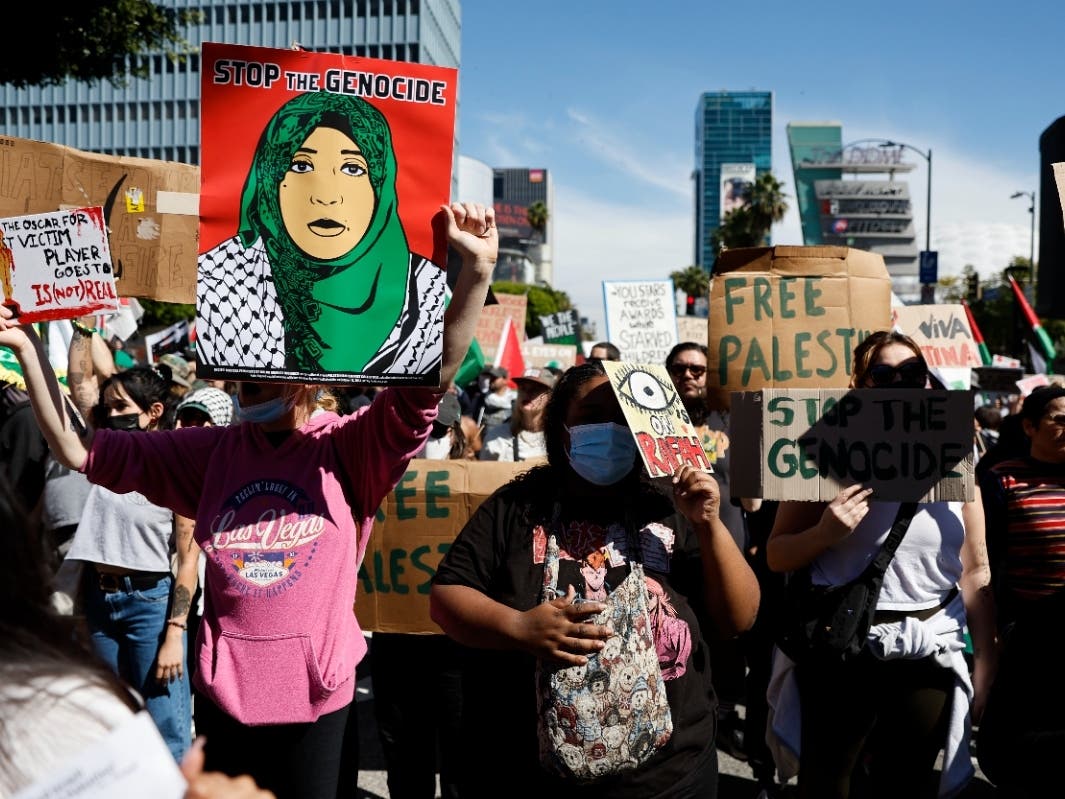 File photo: Protesters gather during a demonstration in support of Palestinians calling for a ceasefire in Gaza Sunday, March 10, 2024, in the Hollywood section of Los Angeles. (AP Photo/Etienne Laurent)