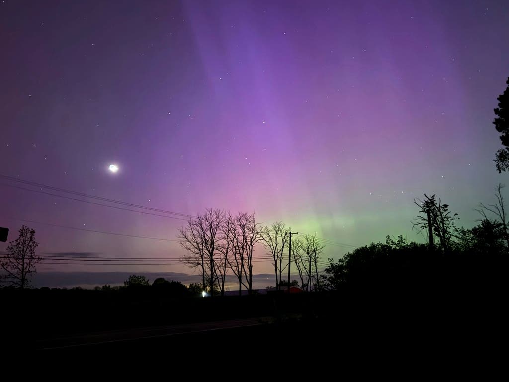 The brilliant purple, green, yellow and pink hues of the aurora borealis, also known as the northern lights, were visible around the world on May 10-11 with sightings in Germany, Switzerland, London, and the United States and Canada. 