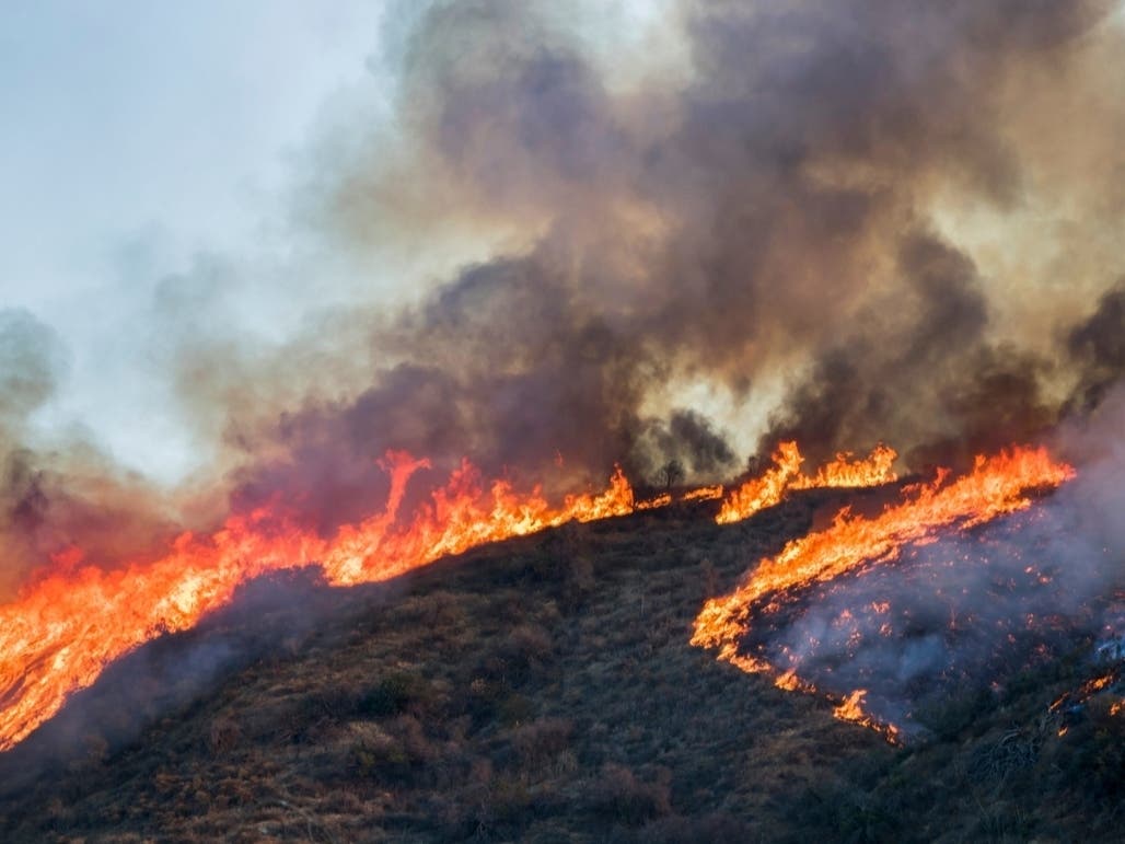 A brush fire similar to this one pictured began Friday afternoon, and quickly grew to 100+ acres in just over an hour.