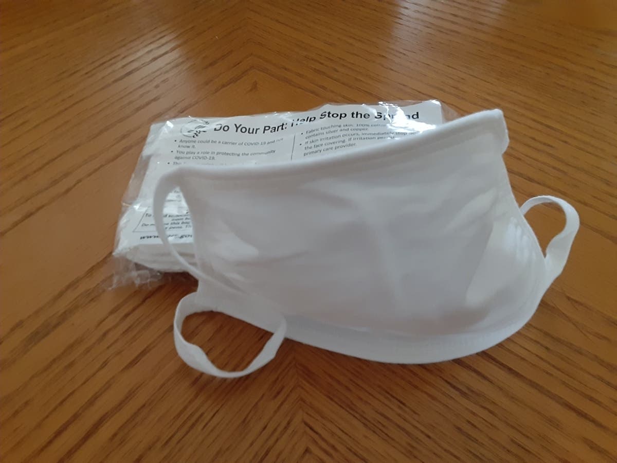Hanes has turned underwear material into masks for use during the pandemic and they are being handed out at vaccination clinics like one this week in Vernon.   