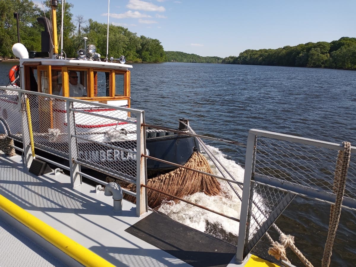 The Glastonbury-to-Rockville Hill ferry on a Connecticut River crossing Wednesday. 